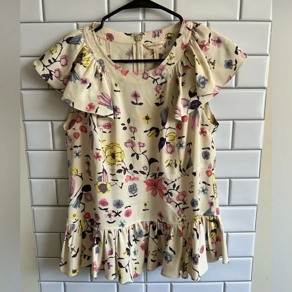 Rebecca Taylor Floral Top/ blouse Size 4 - Picture 8 of 10